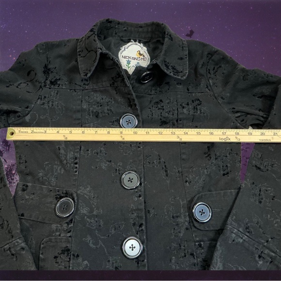 Nick & Mo Anthropology Black Jaquard Jacket Whimsigoth Goth Mid Length - Picture 13 of 15